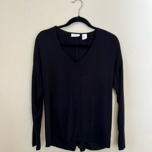 Nicole Miller Black V-Neck Top-L